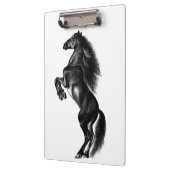 Upright Black Wild Horse - Black and White Tekenin Klembord (Links)