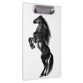Upright Black Wild Horse - Black and White Tekenin Klembord (Rechts)