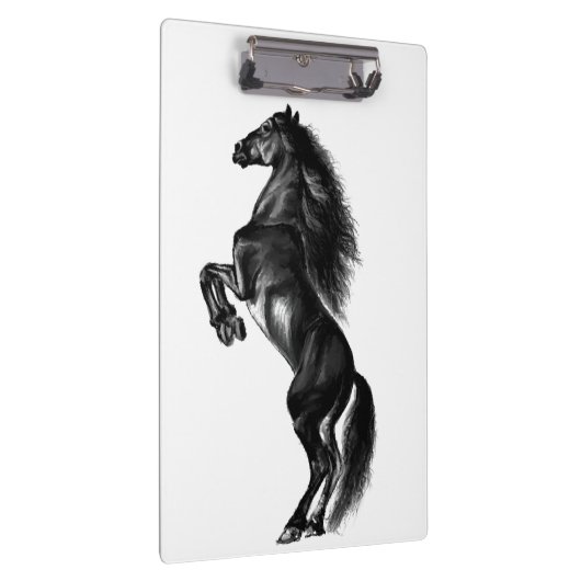 Upright Black Wild Horse - Black and White Tekenin Klembord (Rechts)