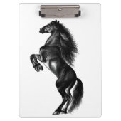 Upright Black Wild Horse - Black and White Tekenin Klembord (Voorkant)