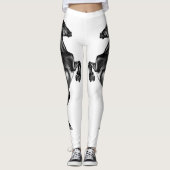 Upright Black Wild Horse - Black and White Tekenin Leggings (Voorkant)