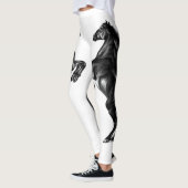 Upright Black Wild Horse - Black and White Tekenin Leggings (Links)