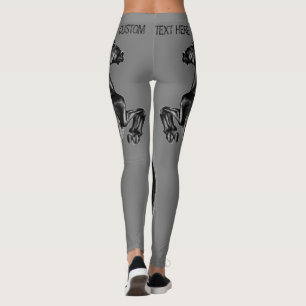Upright Black Wild Horse - Black and White Tekenin Leggings