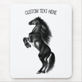 Upright Black Wild Horse - Black and White Tekenin Muismat (Voorkant)