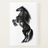 Upright Black Wild Horse - Black and White Tekenin Planner (Achterkant)