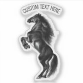 Upright Black Wild Horse - Black and White Tekenin Sticker (Voorkant)