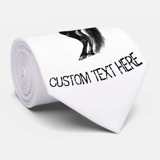 Upright Black Wild Horse - Black and White Tekenin Stropdas (Opgerold)