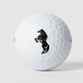 Upright Black Wild Horse - Black & White Tekening Golfballen (Voorkant)