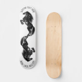 Upright Black Wild Horse - Black & White Tekening Persoonlijk Skateboard (Voorkant)