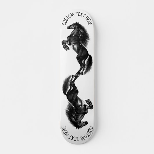 Upright Black Wild Horse - Black & White Tekening Persoonlijk Skateboard (Voorkant)