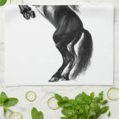 Upright Black Wild Horse Kitchen Towel Jouw tekst Theedoek (Gevouwen)