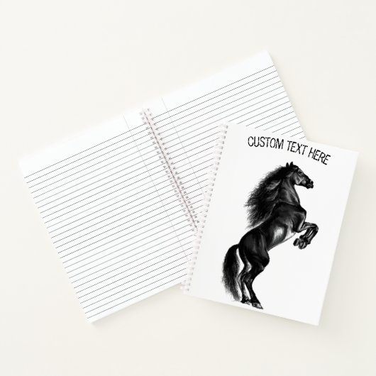Upright Black Wild Horse Notitieboek - Aangepaste  (Binnen)