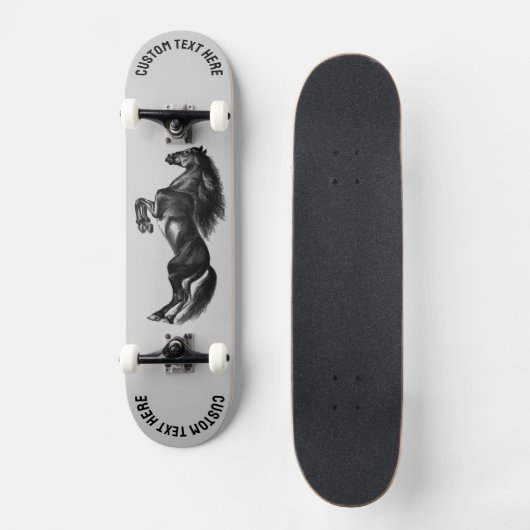 Upright Black Wild Horse Skateboard - Aangepaste t (Voorkant)