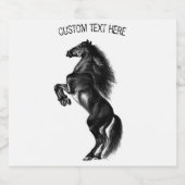 Upright Black Wild Horse - Tekenen - Jouw tekst to Bier Etiket (Enkel label)