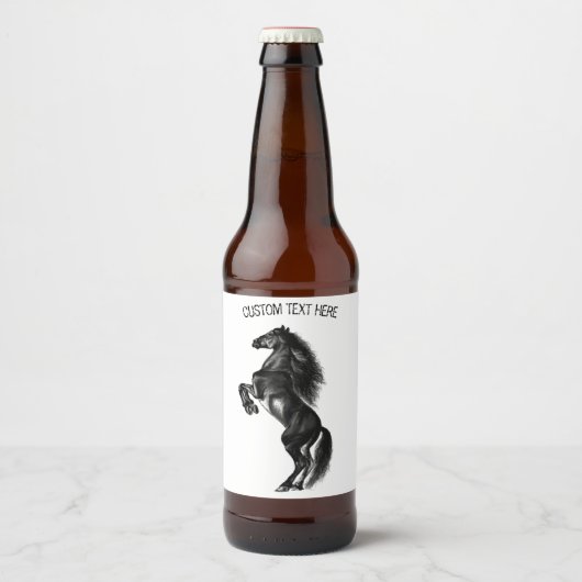 Upright Black Wild Horse - Tekenen - Jouw tekst to Bier Etiket (Voorkant)