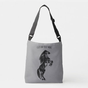 Upright Black Wild Horse - Tekenen - Jouw tekst to Crossbody Tas