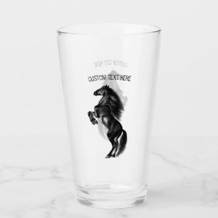 Upright Black Wild Horse - Tekenen - Jouw tekst to Glas