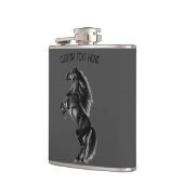 Upright Black Wild Horse - Tekenen - Jouw tekst to Heupfles (Links)