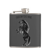 Upright Black Wild Horse - Tekenen - Jouw tekst to Heupfles (Voorkant)