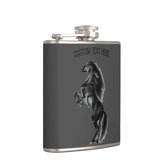 Upright Black Wild Horse - Tekenen - Jouw tekst to Heupfles (Rechts)