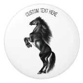 Upright Black Wild Horse - Tekenen - Jouw tekst to Keramische Knop (Voorkant)