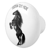 Upright Black Wild Horse - Tekenen - Jouw tekst to Keramische Knop (Rechts)
