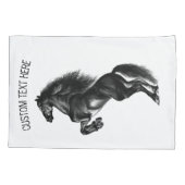 Upright Black Wild Horse - Tekenen - Jouw tekst to Kussensloop (Achterkant)
