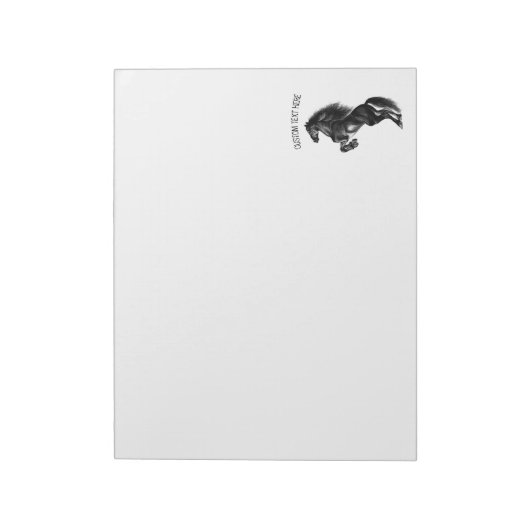 Upright Black Wild Horse - Tekenen - Jouw tekst to Notitieblok (Linkerzijde)