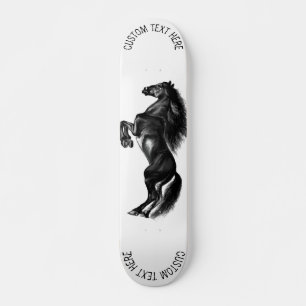 Upright Black Wild Horse - Tekenen - Jouw tekst to Persoonlijk Skateboard