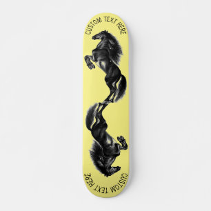 Upright Black Wild Horse - Tekenen - Jouw tekst to Persoonlijk Skateboard