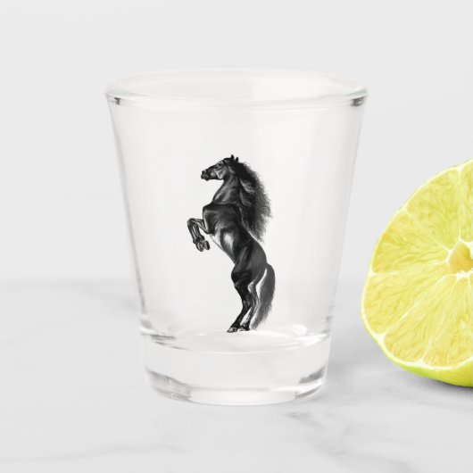 Upright Black Wild Horse - Tekening Shot Glas (Voorkant)
