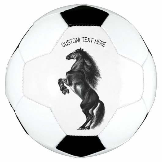 Upright Black Wild Horse - Voeg Jouw tekst toe Voetbal (Voorkant)