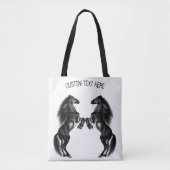 Upright Black Wild Horses Canvas tas Jouw tekst (Voorkant)