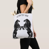 Upright Black Wild Horses Canvas tas Jouw tekst (Dichtbij)