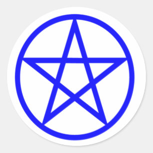 Upright Blue Pentagram Ronde Sticker