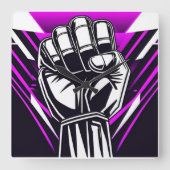 UPRIGHT FIST Comic-scope Vierkante Klok (Voorkant)