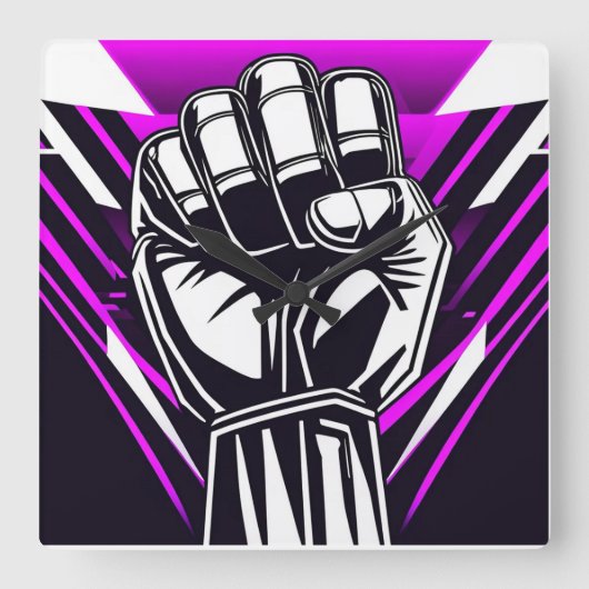 UPRIGHT FIST Comic-scope Vierkante Klok (Voorkant)