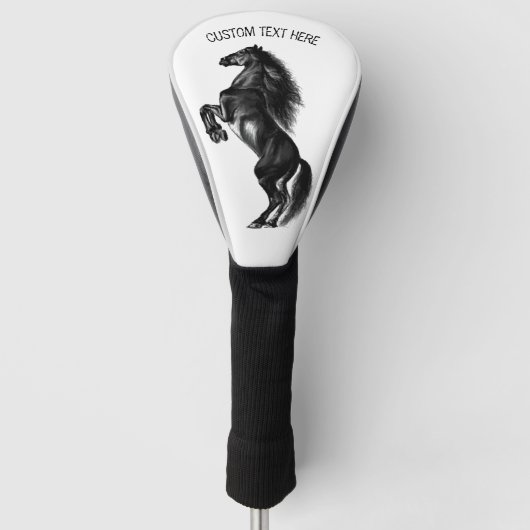 Upright Horse Golf Head Hoesje en aangepaste tekst Golfheadcover (Voorkant)