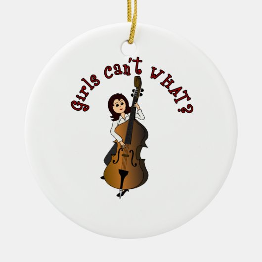 Upright String Double Bass Girl Keramisch Ornament (Voorkant)