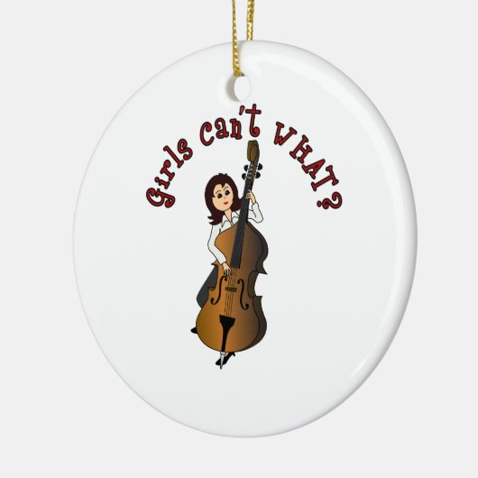 Upright String Double Bass Girl Keramisch Ornament (Links)
