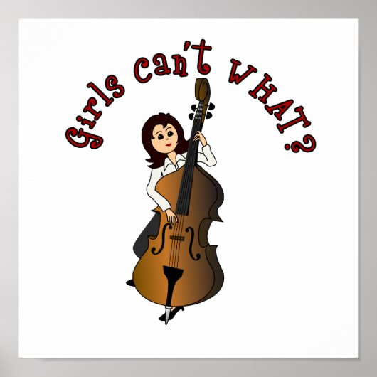 Upright String Double Bass Girl Poster (Voorkant)