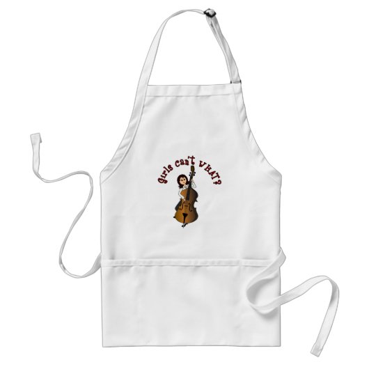 Upright String Double Bass Girl Standaard Schort (Voorkant)