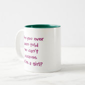 Upright String Double Bass Girl Tweekleurige Koffiemok (Voorkant links)