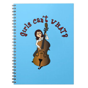 Upright String Double Bass Player Girl Notitieboek