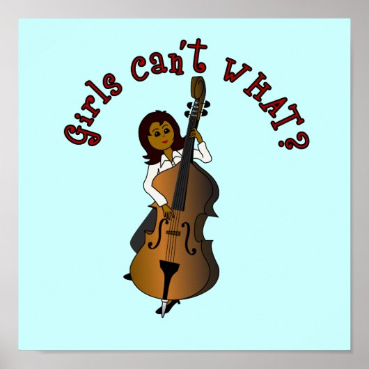 Upright String Double Bass Player Woman Poster (Voorkant)