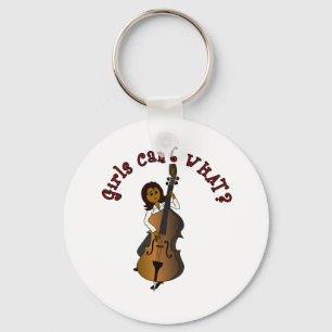 Upright String Double Bass Player Woman Sleutelhanger