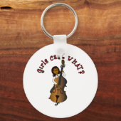 Upright String Double Bass Player Woman Sleutelhanger (Voorkant)