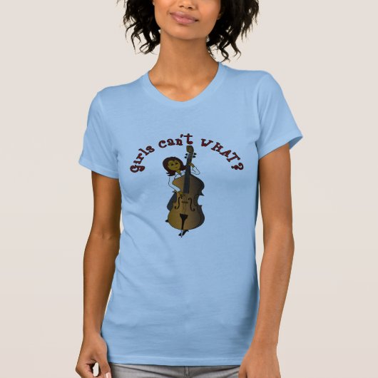 Upright String Double Bass Player Woman T-shirt (Voorkant)