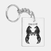 Upright Wild Horses Sleutelhanger Gift met aangepa (Voorkant Links)