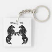 Upright Wild Horses Sleutelhanger Gift met aangepa (Achterkant)